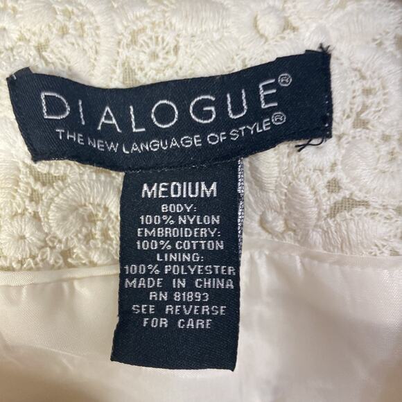 Dialogue Women Off White Eyelet Lace Two Button Blazer Size M - Picture 8 of 8